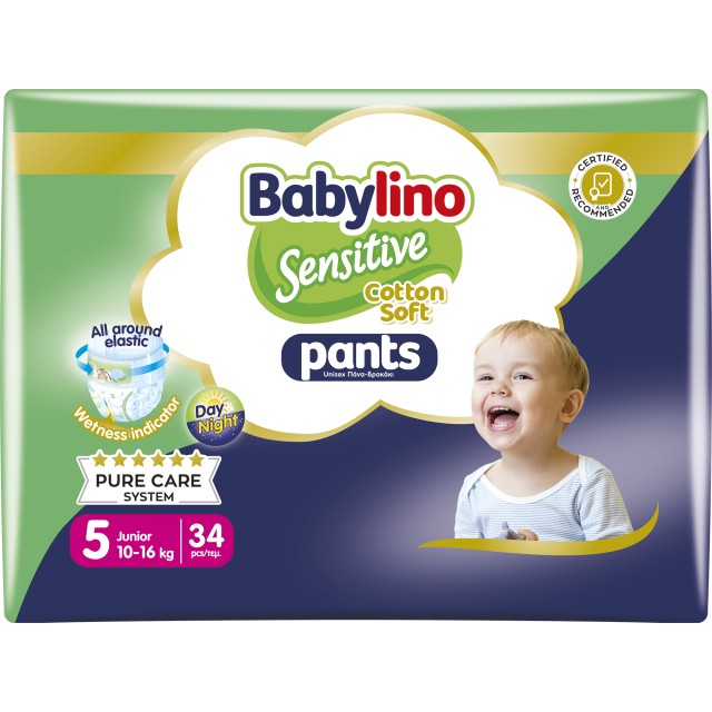 Babylino Pants Cotton Soft Unisex No5 Junior 10-16kg 34 τεμ