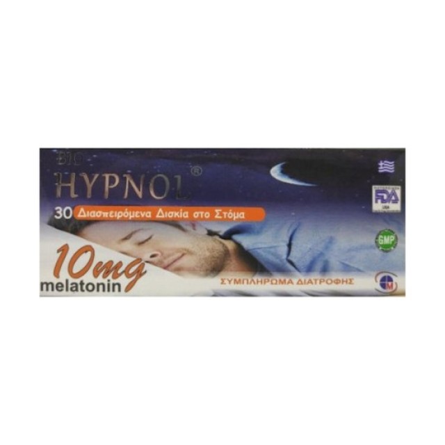 Medichrom Hypnol Συμπλήρωμα Διατροφής Με Μελατονίνη 10mg 30 Διασπειρόμενα Δισκία