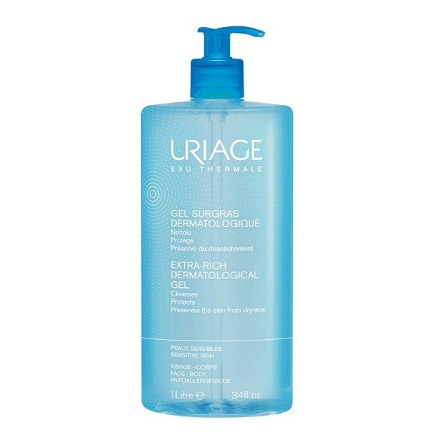 Uriage Gel Surgras Extra Rich Dermatological Αφρώδες Gel Καθαρισμού 1000ml