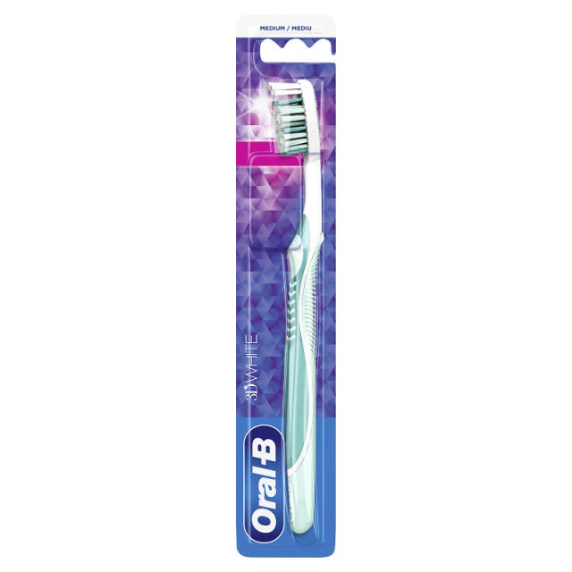 Oral-B 3DWhite Χειροκίνητη Οδοντόβουρτσα, 35mm Μέτρια με θήκη, 1 τμχ