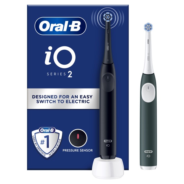 Oral-B iO Series 2  Duo Pack Ηλεκτρικές Οδοντόβουρτσες, Μαύρο - Πράσινο Χρώμα 2τεμ.