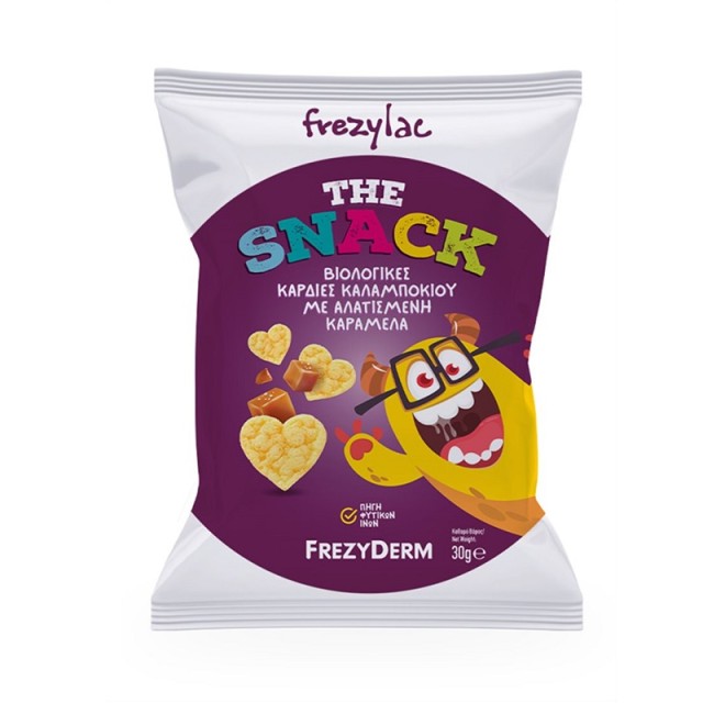 FrezyDerm Frezylac The Snack Organic Corn Salted Caramel Βιολογικές Καρδιές Καλαμποκιού με Αλατισμένη Kαραμέλα 30gr