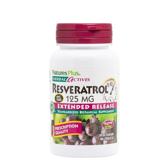 Natures Plus Herbal Actives Resveratrol Extended Release 60 ταμπλέτες