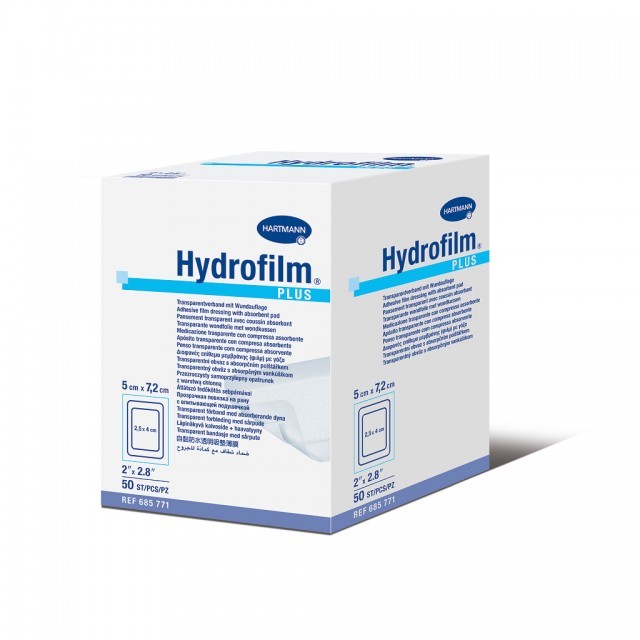 Hartmann Hydrofilm Plus Αδιάβροχη Αυτοκόλλητη Γάζα 5cm x 7,2cm, 50τμχ