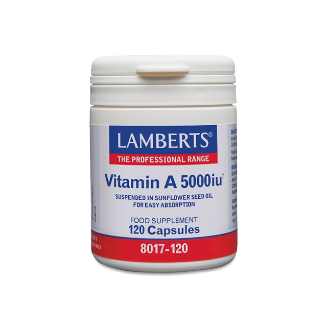 Lamberts Vitamin A 5000 IU Βιταμίνη Α για την Υγεία των Ματιών & του Δέρματος 120 κάψουλες