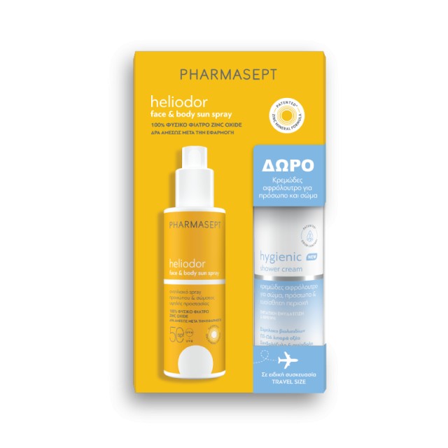 Pharmasept Promo Pack Heliodor Face & Body Sun Spray SPF50 165ml & Δώρο Hygienic Shower Cream 100ml