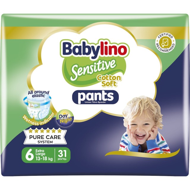 Babylino Sensitive Cotton Soft Pants Πάνες Βρακάκι No. 6 για 13-18kg 31τμχ