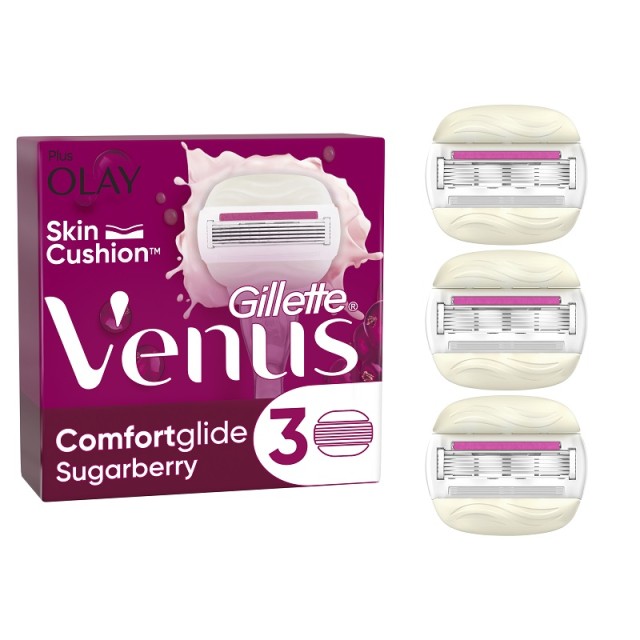 Gillette Venus ComfortGlide Sugarberry Ανταλλακτικές Κεφαλές Γυναικείας Ξυριστικής Μηχανής 3 τεμάχια