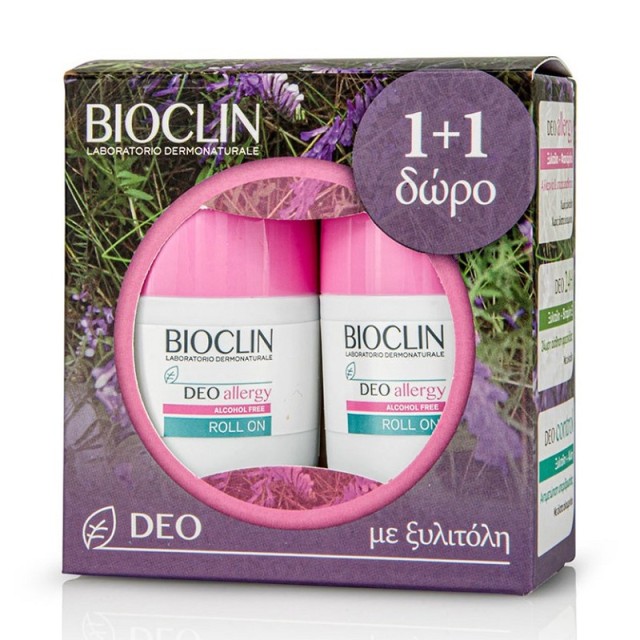 Bioclin Promo Pack Allergy Roll On 1+1 Δώρο Αποσμητικό για Αλλεργικές & Αντιδραστικές Επιδερμίδες 2x50ml