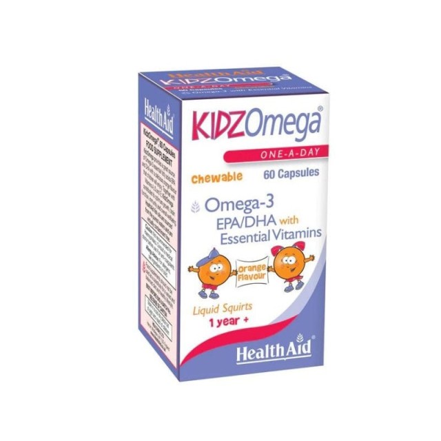 Health Aid KidzOmega One A Day Chewable Omega 3 Ιχθυέλαιο Κατάλληλο για Παιδιά με Γεύση Πορτοκάλι 60 μασώμενες ταμπλέτες