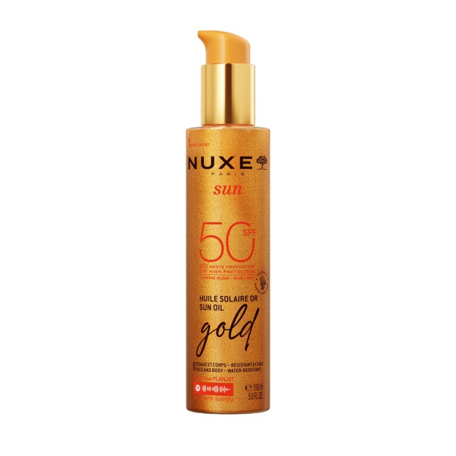 Nuxe Sun Oil Gold SPF50 Ιριδίζον Λάδι Μαυρίσματος για Πρόσωπο & Σώμα 150ml