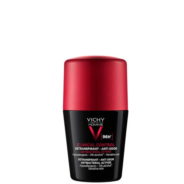 Vichy Homme Clinical Control 96h Detranspirant Anti-Odor Deodorant Roll-on Αποσμητικό για Ευαίσθητες Επιδερμίδες, 50ml