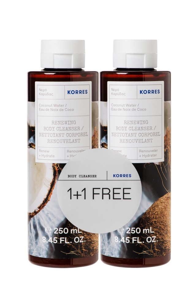 Korres – Renewing Body Cleanser Νερό Καρύδας 1+1 Δώρο 250ml