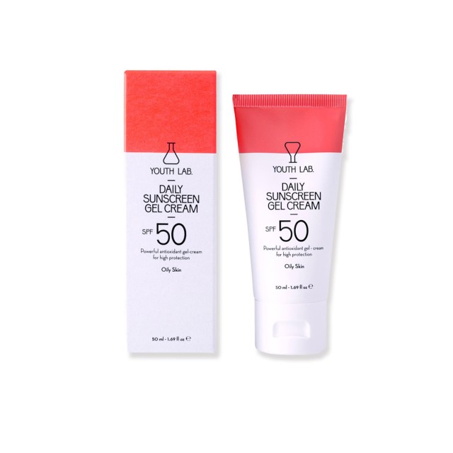 Youth Lab Daily Sunscreen Gel Cream Spf 50, Αντιηλιακό Kρεμοτζέλ Προσώπου με Χρώμα, Λιπαρό Δέρμα 50ml