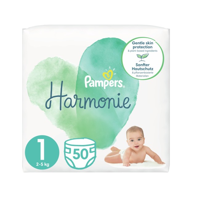 Pampers Πάνες με Αυτοκόλλητο Harmonie No. 1 για 2-5kg 50τμχ