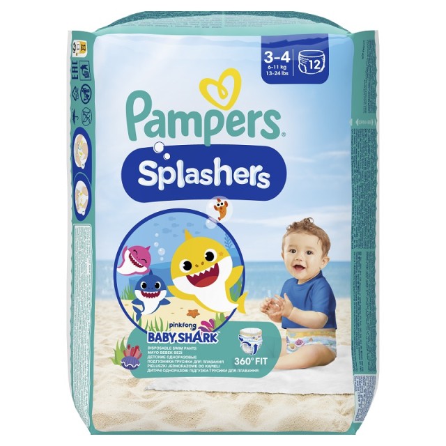 Pampers Πάνες Μαγιό Splashers No3-4 (6-11kg) 12τεμ