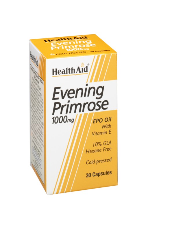 HEALTH AID Evening Primrose Oil 1000mg + Vitamin E vegetarian capsules 30s 