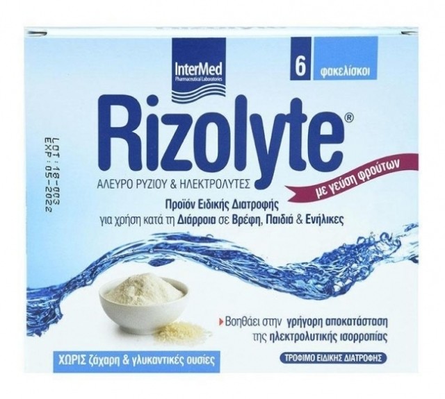 Intermed Rizolyte Rice Flour & Electrolytes, Άλευρο Ρυζιού και Ηλεκτρολύτες 6 φακ