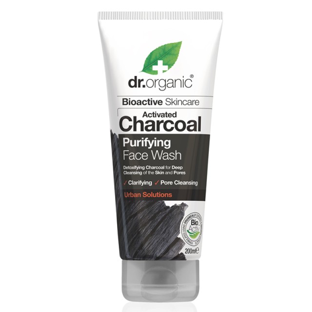 Dr. Organic Activated Charcoal Purifying Face Wash Υγρό Καθαριστικό Προσώπου με Ενεργό Άνθρακα 200ml