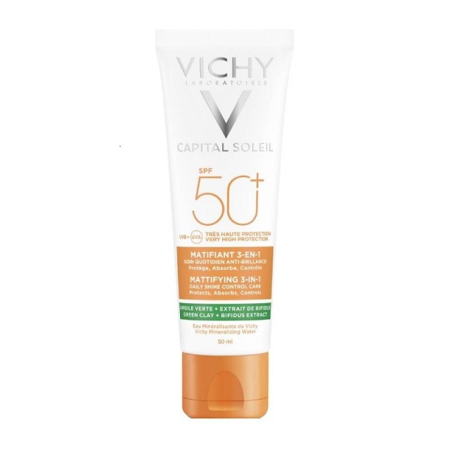 Vichy Capital Soleil Mattifying SPF50+ Αντηλιακό Προσώπου κατά της Λιπαρότητας 3 σε 1 50ml