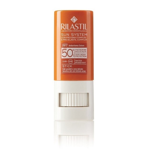 Rilastil Sun System Transparent Stick SPF50+ Διάφανο Αντηλιακό Στικ Για Τις Ευαίσθητες Ζώνες 8.5ml