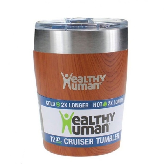 Healthy Human Cruiser Tumbler Natural Wood Ποτήρι Θερμός με Καλαμάκι 0.35lt