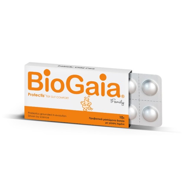 BioGaia Protectis Family Μασώμενα Προβιοτικά Με Γεύση Λεμόνι 10 Δισκία