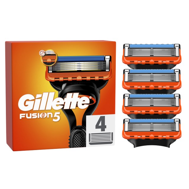 Gillette Fusion5 Ανταλλακτικές Κεφαλές Ξυριστικής Μηχανής, 4 τεμάχια