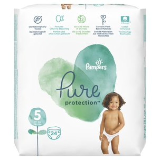 Pampers Πάνες Pure Protection Μέγεθος 5 (11+ kg) 24 Πάνες