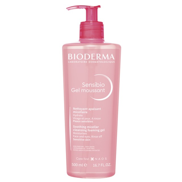 Bioderma Sensibio Gel Moussant Απαλό Τζελ Καθαρισμού & Αφαίρεσης Μακιγιάζ για Ευαίσθητο Δέρμα 500ml