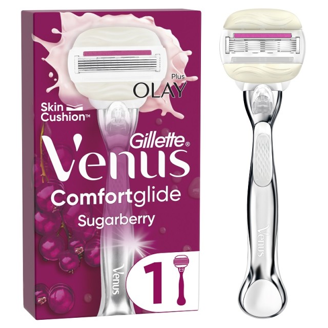 Gillette Venus ComfortGlide Sugarberry Γυναικεία Ξυριστική Μηχανή Με 1 Ανταλλακτική Κεφαλή 1τεμ