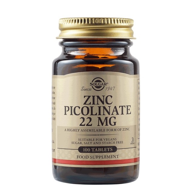 Solgar Zinc Picolinate 22mg 100 ταμπλέτες