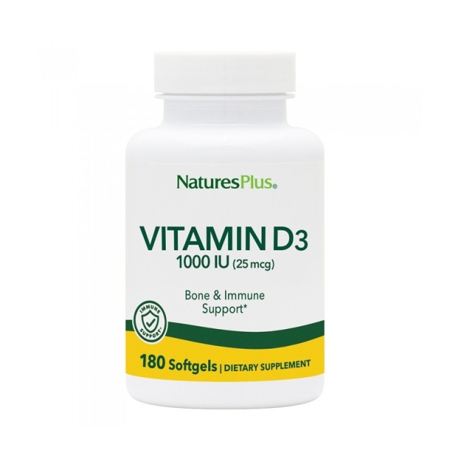 Natures Plus Vitamin D3 1000 IU 180 μαλακές κάψουλες