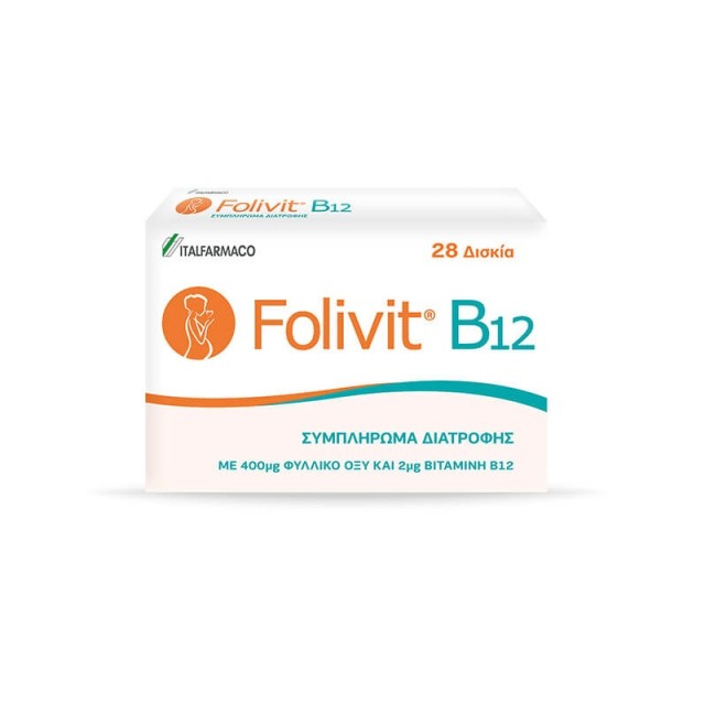 ITF Folivit B12 Συμπλήρωμα Διατροφής με Φυλλικό Οξύ 400μg & Βιταμίνη Β12 2μg 28 ταμπλέτες