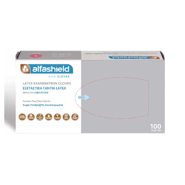 Alfashield Alfa Gloves Γάντια Λάτεξ Χωρίς Πούδρα σε Λευκό Χρώμα Large 100τμχ