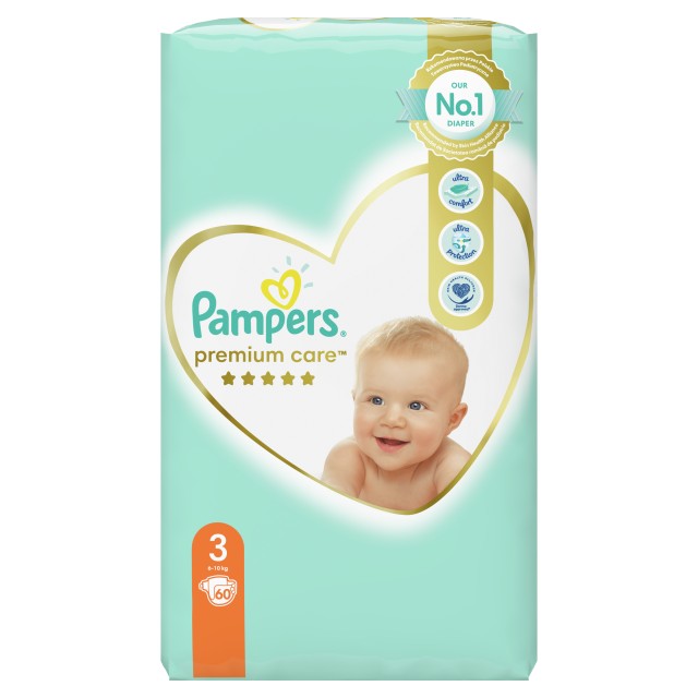 Pampers Premium Care New Baby Midi No3 (6-10kg) 60 Τεμάχια