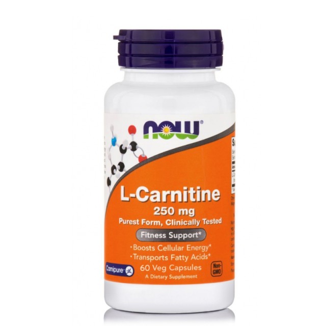 Now Foods L-Carnitine Συμπλήρωμα Διατροφής με Καρνιτίνη 250mg 60 φυτικές κάψουλες