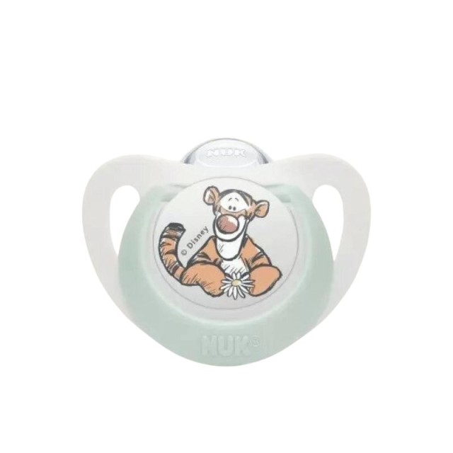 Nuk Star Disney Winnie Πιπίλα Σιλικόνης 0-6 μηνών Λευκή Τίγρης με Θήκη 1τμχ. (10.730.904)