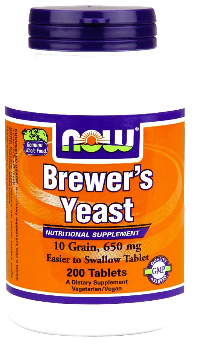 Now Brewers Yeast​ 650 mg, 10 Grain (Vegetarian) 200 tabs 