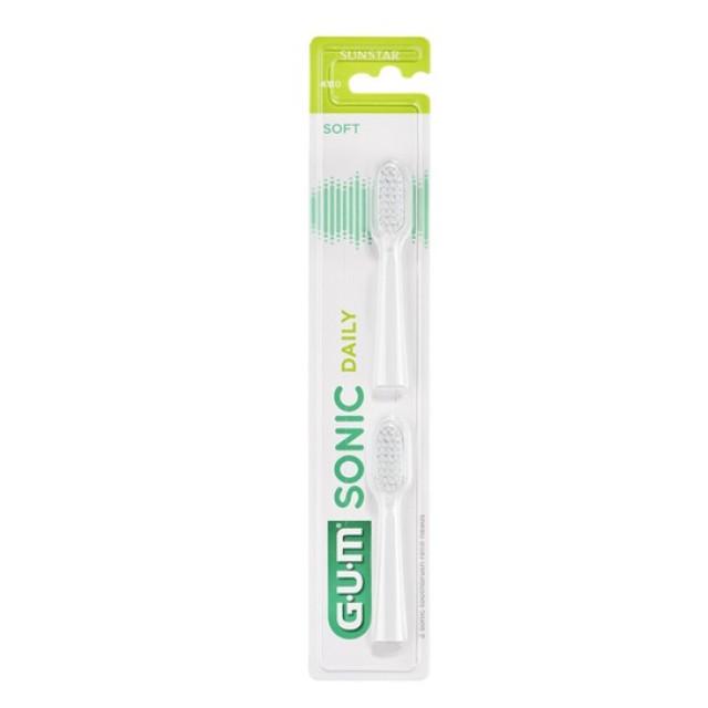 Gum 4110 Sonic Daily Soft Ανταλλακτικες Κεφαλες Λευκες 2 Τμχ