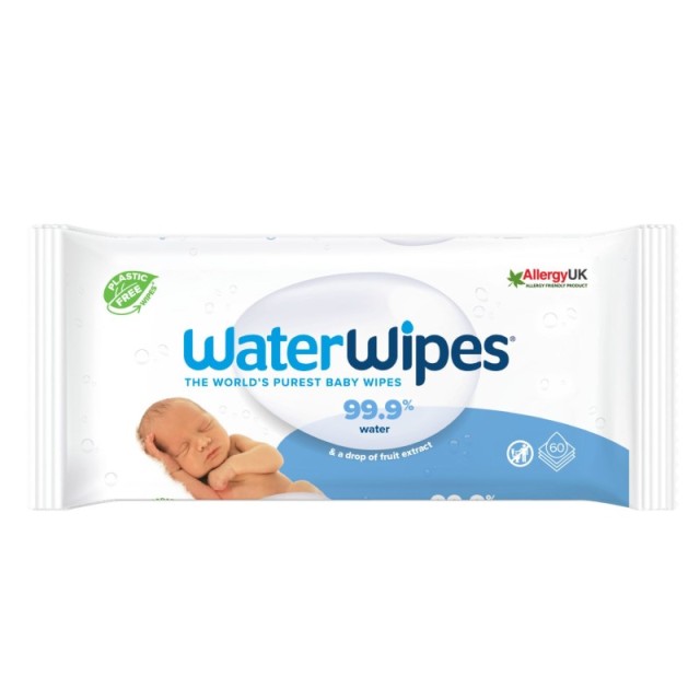 WaterWipes Άοσμα Μωρομάντηλα με 99.9% Νερό για Ηλικίες 0+ 60 Μαντηλάκια