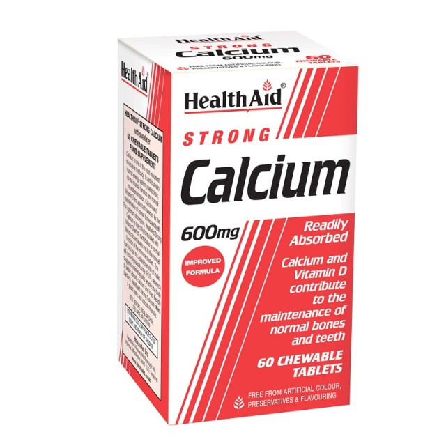 Health Aid Strong Calcium 600mg Συμπλήρωμα Διατροφής με Ασβέστιο και Βιταμίνη D 60 Ταμπλέτες