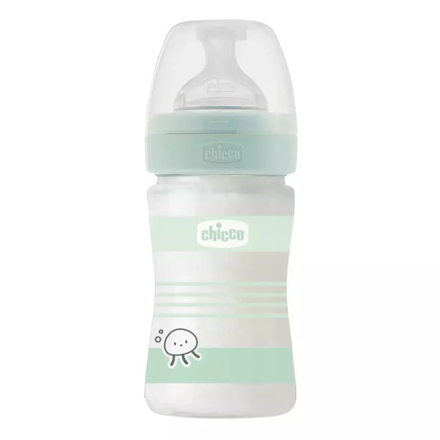 Chicco Μπιμπερό Γυάλινο Well Being 0m+ Σιλικόνης Unisex Green 150ml (A50-28711-31)