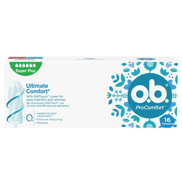 O.b. ProComfort Super Plus Ταμπόν για Ημέρες Ημέρες με Μεγάλη Έως Πολύ Μεγάλη Ροή 16 Τεμάχια