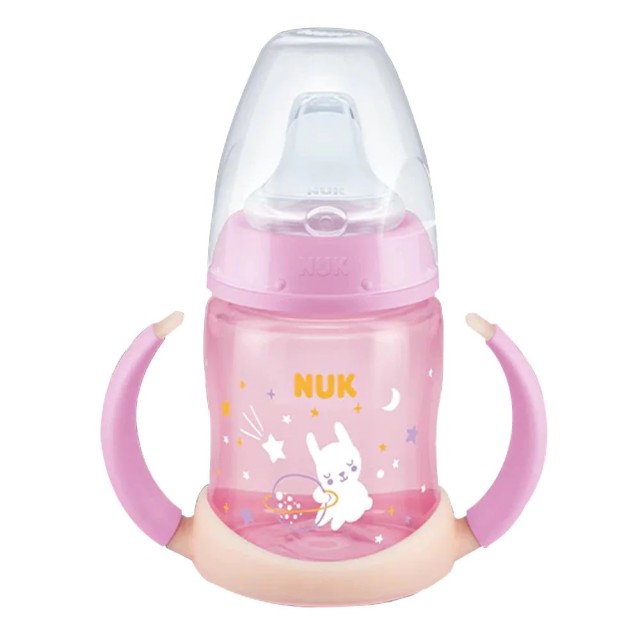 Nuk First Choice Μπιμπερό Εκπαίδευσης Night με Ρύγχος Σιλικόνης Ροζ Αστεράκια 6-18m, 150ml (10743998)