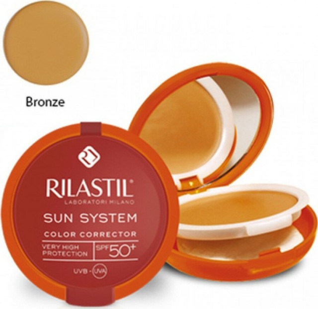 Rilastil Sun System Color Corrector 03 Bronze SPF50+ Κρεμώδες Compact Foundation 10g.