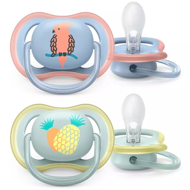 Avent Ultra Air 0-6m Orthodontic Soother Ελαφριά Ορθοδοντική Πιπίλα Σιλικόνης Μπλε - Γαλάζιο 2 Τεμάχια (SCF085/12)