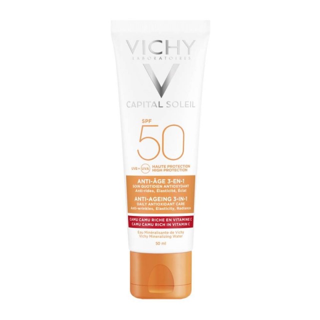 Vichy Capital Soleil Anti-Ageing SPF50+  3 in 1 Αντηλιακή Προσώπου με Αντιγηραντική Δράση 50ml