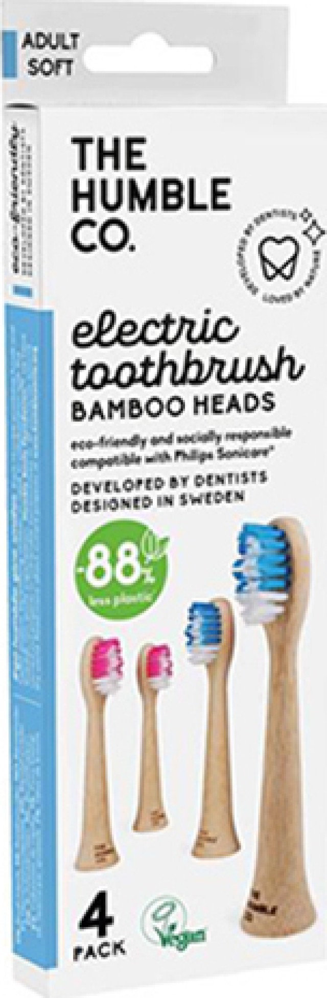 The Humble Co. Electric Toothbrush Bamboo Heads Ανταλλακτικές Κεφαλές για Ηλεκτρική Οδοντόβουρτσα 4τμχ