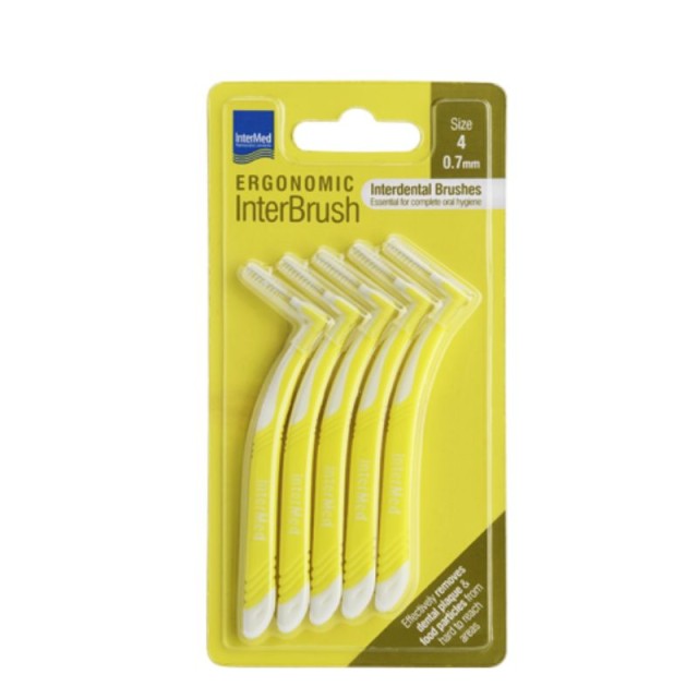 Intermed Ergonomic InterBrush Μεσοδόντια Βουρτσάκια με Λαβή Μέγεθος 4 Κίτρινο Χρώμα 0.7mm 5τεμ.